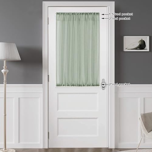 Sage Green Sheer Curtains 36 Inch Length (Sage Green / 42"W x 36"L (Pack of 2))