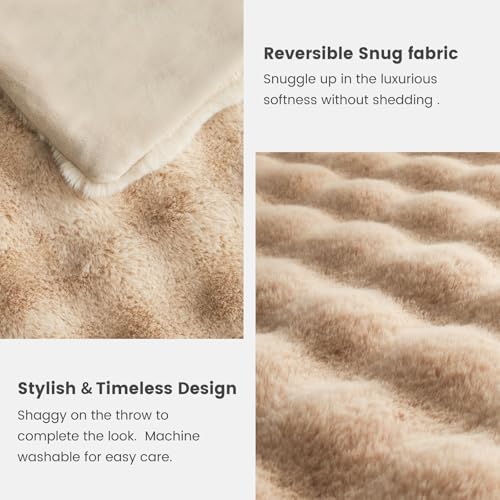 Faux Fur Throw Blanket for Couch (Beige / Throw(50" x 60"))