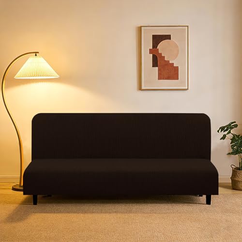 Stretch Futon Cover Armless Bed Slipcover (Chocolate / Futon)