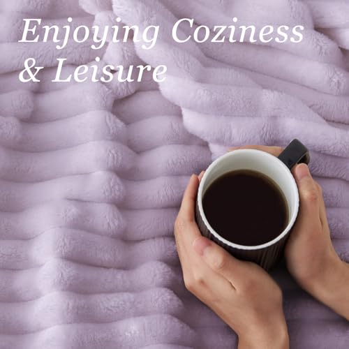 Ribbed Twin Blanket for Couch & Bed (Lavender Fog / Twin(60"x80"))