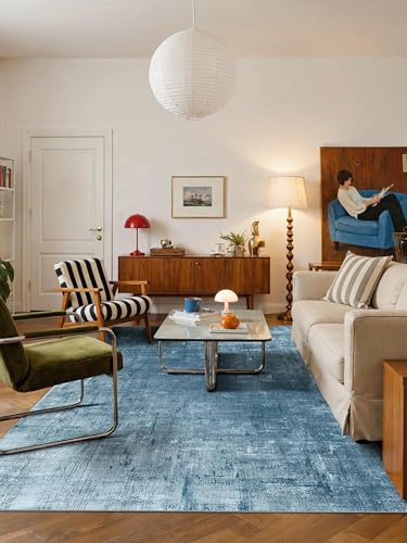 Washable 5x7 Area Rugs for Living Room Modern Abstract Rug (Blue / 5' x 7' (Rectangular))