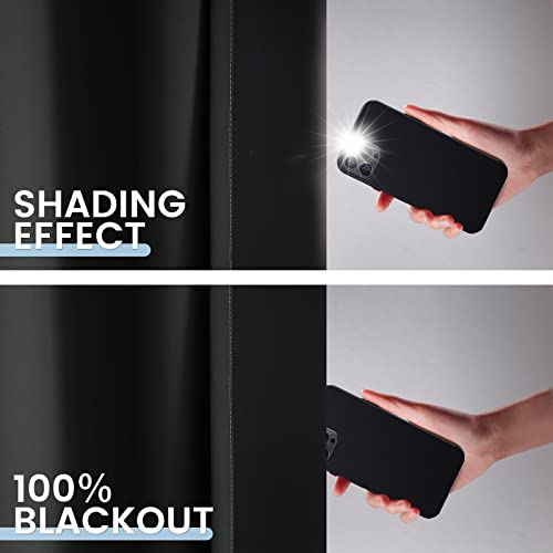 100% Blackout Ombre Bedroom Curtains Black and Greyish White (52"W x 96"L (Pack of 2) / Black White)