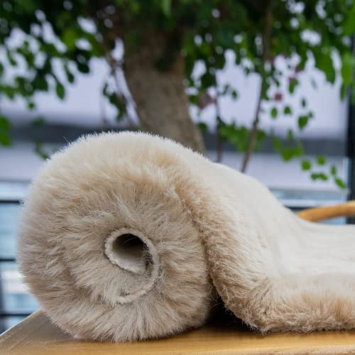 Round Rugs 8ft Shag Washable Fluffy Area Rugs for Bedroom Light Brown Beige Large Circle Faux Rabbit Shaggy Fur Rug for Living Room Nursery Rug (8' (Round) / Beige)