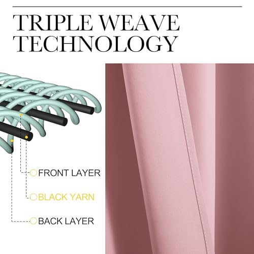 2 Panels Blackout Curtains (Rouge Pink / 62"W x 72"L (Pack of 2))