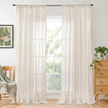 80 Inches Long Linen Semi Sheer Curtains for Bedroom (Oatmeal / 52"W x 80"L (Pack of 2))