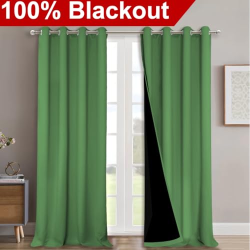 100% Blackout Curtains for Windows (Forest Green / 52"W x 102"L (Pack of 2))