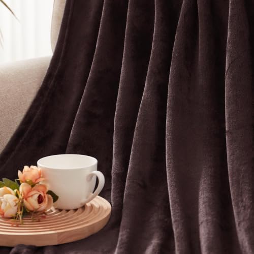 Soft Fleece Throw Blanket for Couch (Coffee / Throw (50" x 60"))