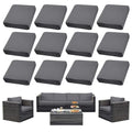 12PCS Patio Cushion Covers.Patio Furniture Couch SeatSlipcovers (Grey / 12PCS)