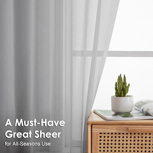 Light Grey Sheer Curtains 72 Inches Long 2 Panels (Light Grey / 42"W x 72"L (Pack of 2))