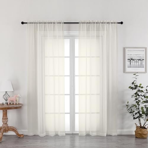 Ivory Sheer Curtains 72 Inches Long 2 Panels (Ivory / 42"W x 72"L (Pack of 2))