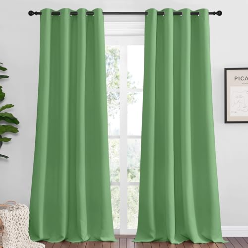Froest Green Blackout Curtains 96 inches Length for Living Room (Forest Green / 55"W x 96"L (Pack of 2))