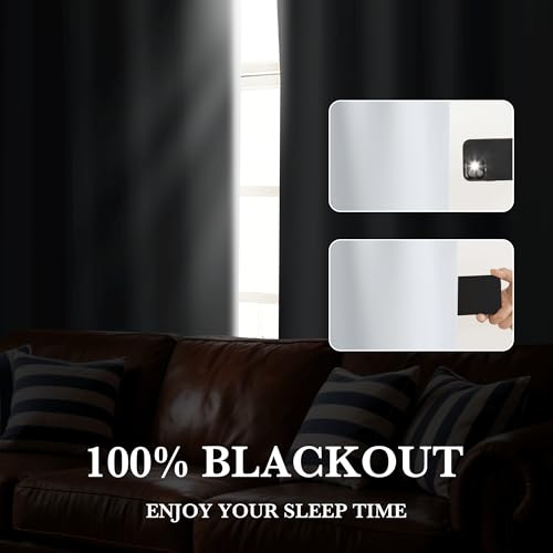 Short White 100% Blackout Curtains for Small Window (100% Blackout - White / 62"W x 72"L (Pack of 2))