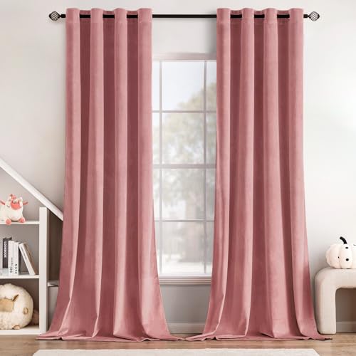 Velvet Curtains Blush Pink 52 x 84 Inch Length Set of 2 (Blush Pink / 52"W x 84"L (Pack of 2))