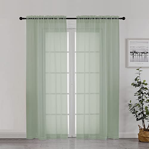 Sage Green Sheer Curtains 72 Inch Length 2 Panels (Sage Green / 42"W x 72"L (Pack of 2))
