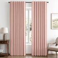 100% Blackout Linen Curtains 42 x 90 Inch Blush Pink 2 Panels (Blush Pink / 42"W x 90"L (Pack of 2))