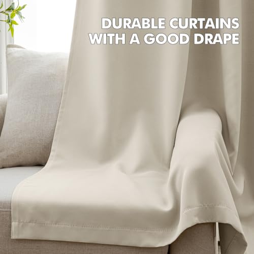 Cream Beige Blackout Bedroom Curtains Drapes 96 Inch Long 52"x96" (Cream Beige / 52"W x 96"L (Pack of 2))
