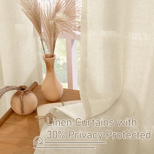 Extra Long Linen Curtains 108 inch Long for Living Room 2 Panels (52"W x 108"L (Pack of 2) / Linen)