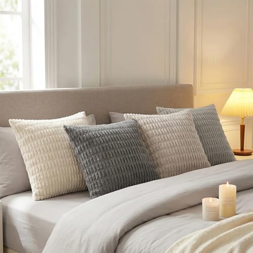 4 Packs Decorative Throw Pillow Covers for Living Room Couch Bed (28" x 28" (Pack of 4) / Grey Series)