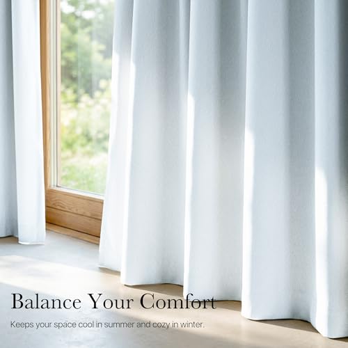 Off White Blackout Curtains for Bedroom 52" w x 84" L 2 Panels (52"W x 84"L (Pack of 2) / Off White)