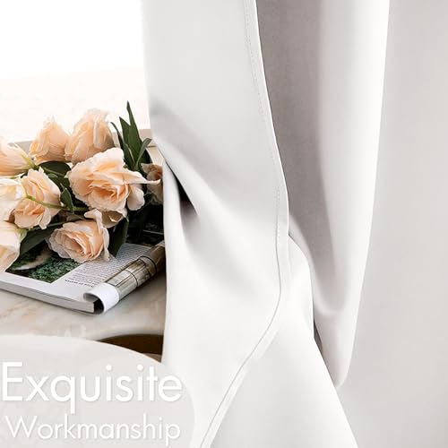 Pure White Blackout Bedroom Curtains 63 Inch Long Light Blocking (Pure White / 42"W x 63"L (Pack of 2))