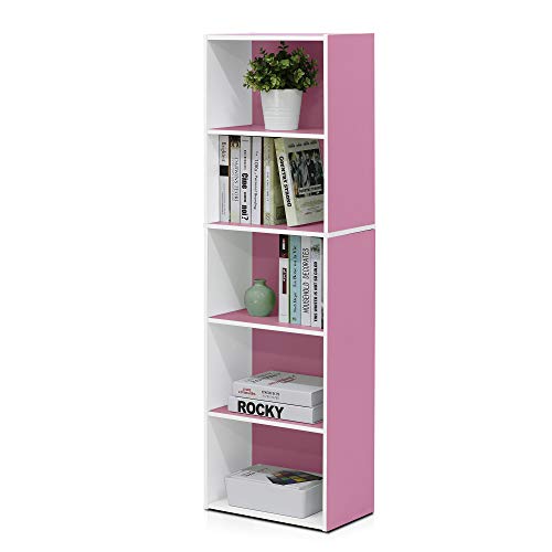 LUDER Book Shelf (White/Pink / 5-Tier)