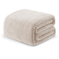 Soft Waffle Fleece Bed Blanket Queen Size (Tan / 90x90 in)