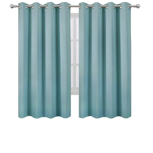 Stone Blue Blackout Curtains 66 x 63 Inch Length (Stone Blue / 66"W x 63"L (Pack of 2))