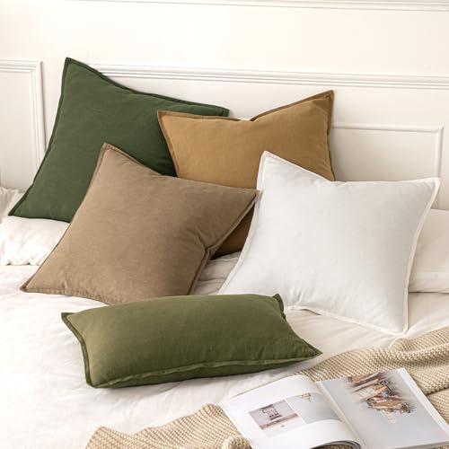 Decorative Linen Euro Sham Pillow Covers 28x28 Inch Khaki (Khaki / 28" x 28" (Pack of 2))