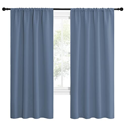 Stone Blue Blackout Curtains for Living Room (Stone Blue / 42"W x 72"L (Pack of 2))