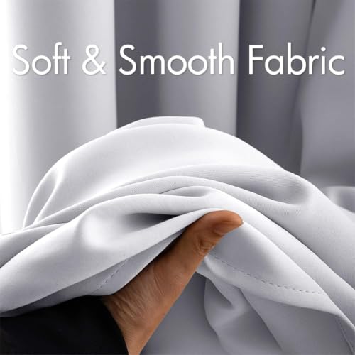 Greyish White Blackout Bedroom Curtains Drapes 84 Inch Long 52"x84" (Greyish White / 52"W x 84"L (Pack of 2))