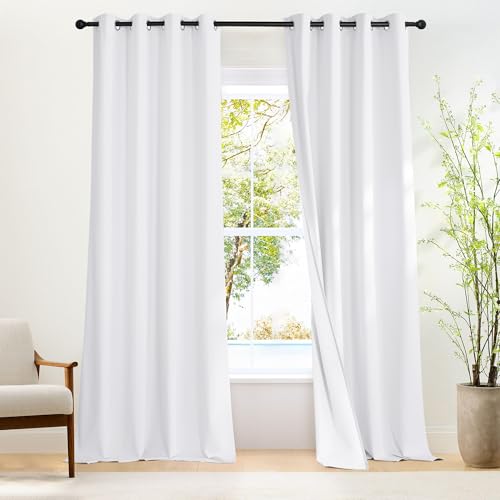 White 100% Blackout 102 inch Curtains (100% Blackout White / 52"W x 102"L (Pack of 2))