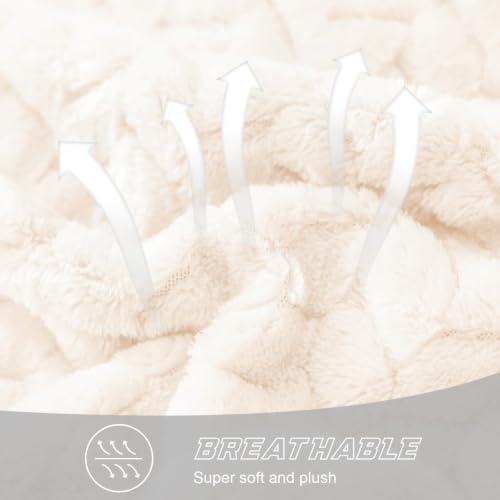 Soft Fleece Bed Blanket Queen Size (Off White / Queen ( 90x90 IN ))