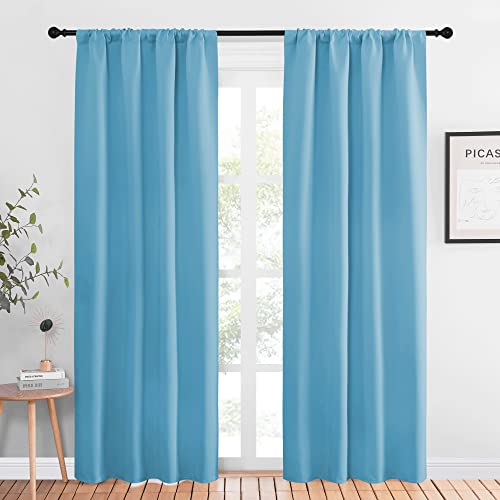 Blackout Curtains Window Draperies (Teal Blue / 42"W x 84"L (Pack of 2))