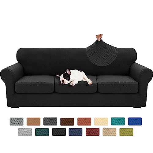 4 Piece Stretch X (91"-110"(3 Cushions) / Black)