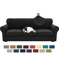 4 Piece Stretch X (91"-110"(3 Cushions) / Black)