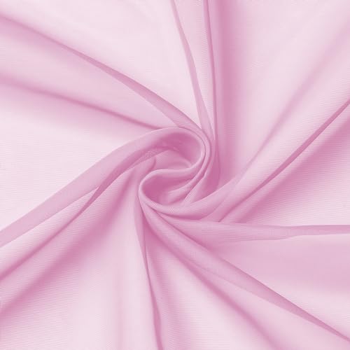 Pink Sheer Curtains 54 inch Length Living Room Short Voile Drapes Solid Sheers Cafe Curtains Voile Bathroom Small Window Sheers 2 Panels Set (40"W x 54"L (Pack of 2) / Light Pink)