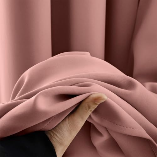 Dusty Rose Blackout Bedroom Curtains Drapes 84 Inch Long 52"x84" (Dusty Rose / 52"W x 84"L (Pack of 2))