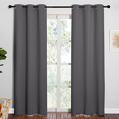 Noise Reducing Blackout Curtains (Grey / 42"W x 84"L (Pack of 2))