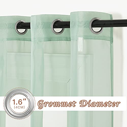 Sheer Window Curtains for Farmhouse (Sage Green / 54"W x 84"L (Pack of 2))
