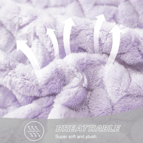 Soft Fleece Bed Blanket Queen Size (Lilac Purple / Queen ( 90x90 IN ))