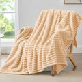 Ribbed Fleece Throw Blanket for Couch (Blush Sand / Throw(50"x60"))