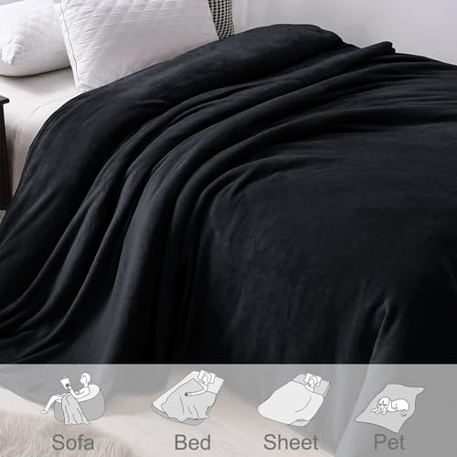 Soft Fleece Blanket Twin Size for Bed (Black / Twin (60" x 80"))