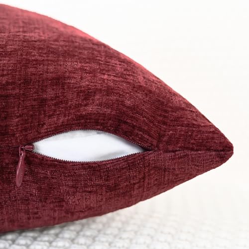 Decorative Couch Throw Pillow Covers 20 X 12 Inches Burgundy (20" x 12" (Pack of 2) / Burgundy)