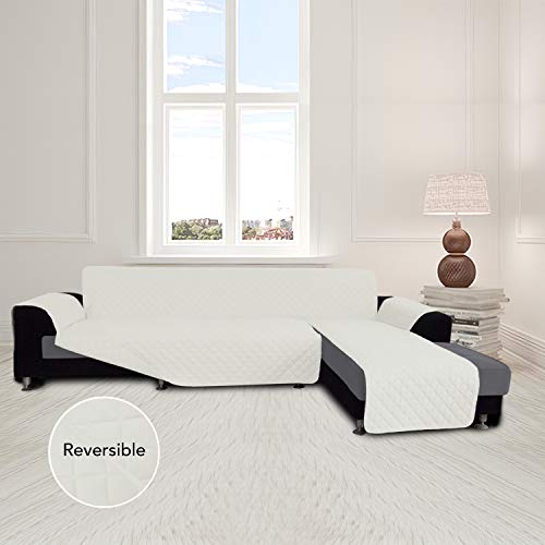 Reversible L Shape Sectional Couch Cover (Large / Ivory/Ivory)