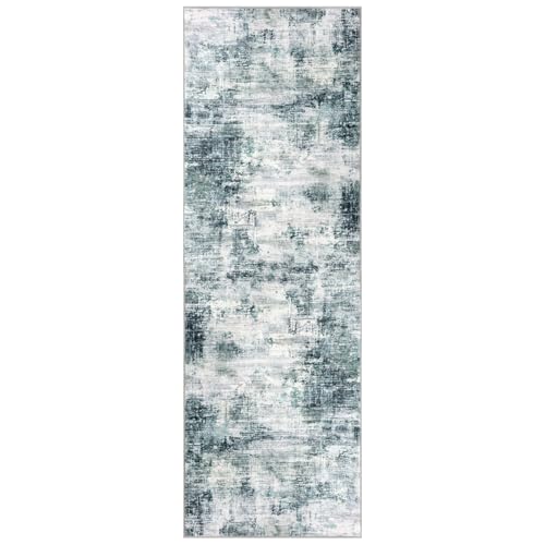 Abstract Runner Rug 2x6 Ft Washable Runners for Hallways (Sage/Grey/White / 2' x 6' (Rectangular))