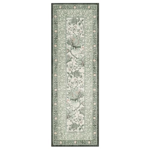 Sage Green 2x6 Washable Kitchen Runner Rugs Non Slip Provence Vintage Boho Cottage Long Rug for Hallways Bedroom Entryway Bathroom Mat with Rubber Back (Sage Grove / 2' x 6' (Runner))