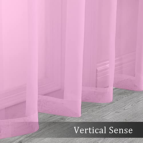 Pink Sheer Curtains 90 Inch Length (Pink / 42"W x 90"L (Pack of 2))