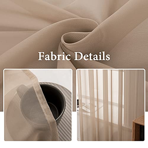 2 Panels Sheer Curtains for Living Room 54 X 54 Inches Brown (Brown / 54"W x 54"L (Pack of 2))