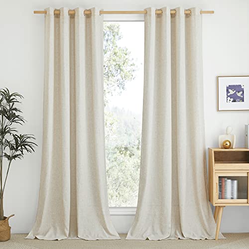 Rustic Linen 144 inch Long Curtains for Living Room (Natural / 55"W x 144"L (Pack of 2))