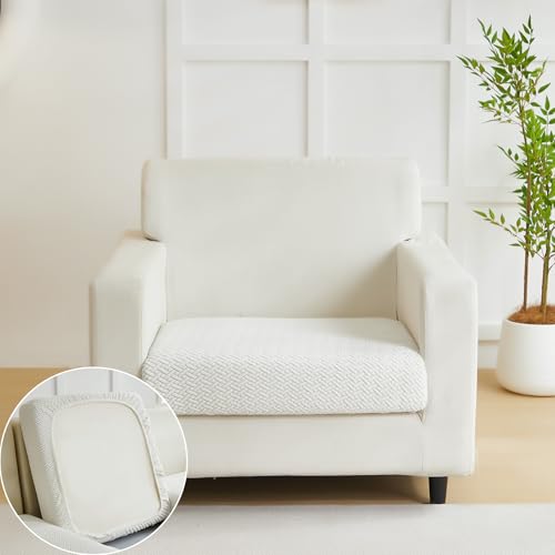 Couch Cushion Covers for Sofa Couch Covers Wear (Texture-cream White / Extra Large Single Seat Cover)